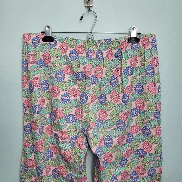 VINEYARD VINES Pajama Pants Womens L Cotton Woven Pink Blue Green Whale Print - Picture 4 of 7